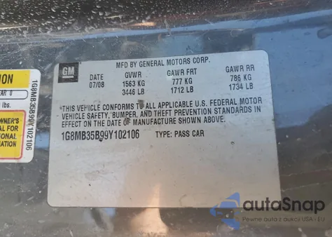 2009 Saturn Sky from USA, damaged, VIN 1G8MB35B99Y102106